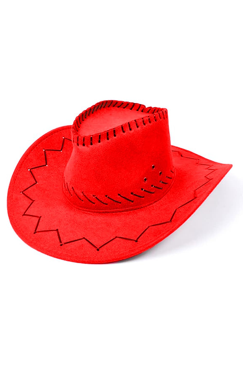 Wickedfun Red Leather Look Cowboy Hat