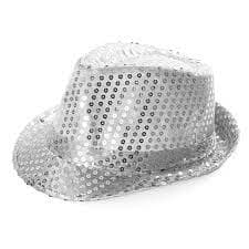 Wickedfun Silver Sequin Trilby Hat