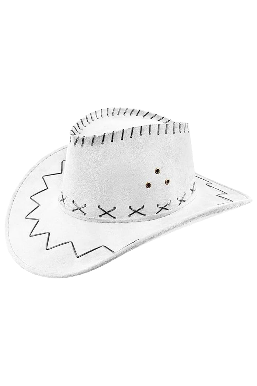 Wickedfun White Leather Look Cowboy Hat