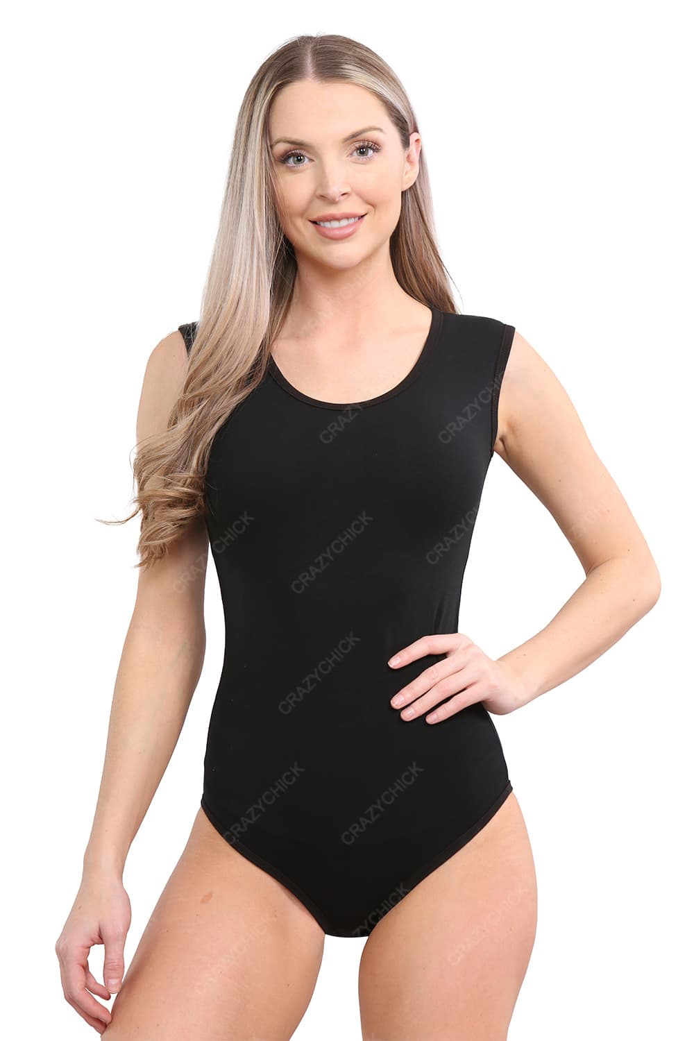 Crazy Chick Adult Cotton Wide Strap Vest Bodysuit Leotard For Gym