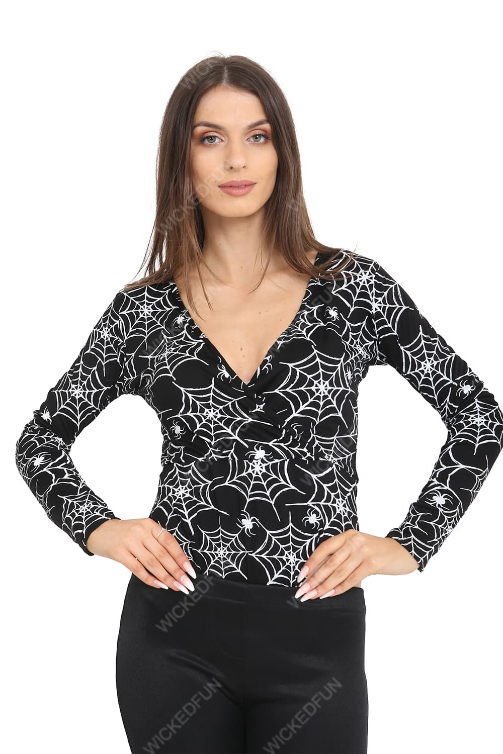 Crazy Chick Adult Spider Printed Black leotard