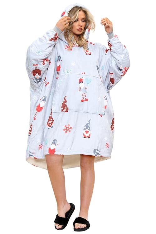 XMAS Adult Grey Gonkmas Friend Hoodie Blanket